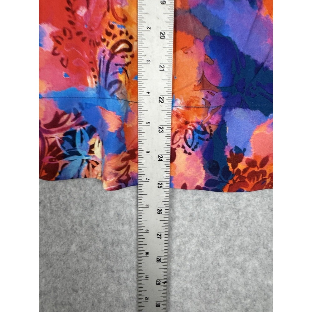 Soft Surroundings Blouse PL Blue Ultraviolet Floral Anniah Top Boho Artsy 3/4 - Picture 10 of 11